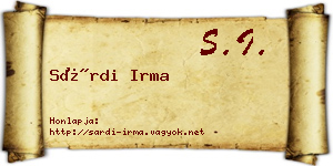 Sárdi Irma névjegykártya