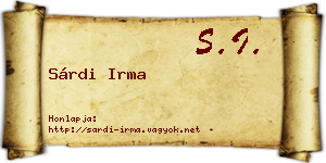 Sárdi Irma névjegykártya